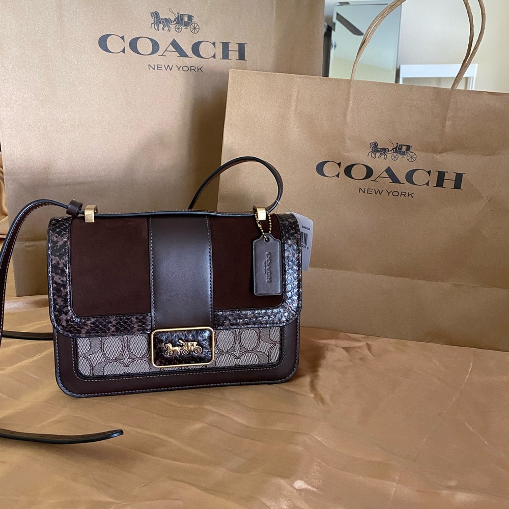 Coach Alie Bag in suede, Jacquard and snakeskin details